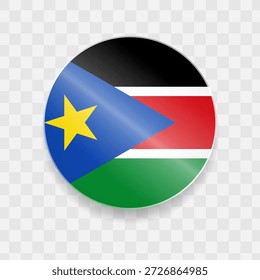 Südsudan Flagge auf Knopfdruck glänzend Glas