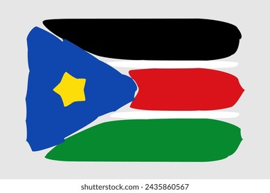 South Sudan flag - painted design vector illustration. Vector brush style