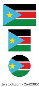 
South Sudan flag PNG vector. South Sudan square and round icon isolated on transparent PNG background. South Sudan flag icon.

