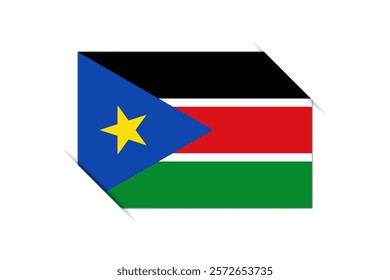 South Sudan flag - rectangle colorful flag representing a country cultural identity and heritage. The essence of national pride and unity. Attached by the corners in a paper album