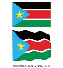 South sudan flag representing identity and national pride on a white background.