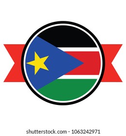 South Sudan flag in round button of icon. flag logo of South Sudan emblem isolated on white background, South Sudan national concept sign, Vector illustration.