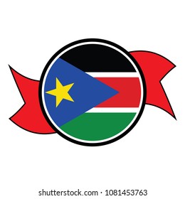 South Sudan flag in round button of icon. flag logo of South Sudan emblem isolated on white background, South Sudan national concept sign, Vector illustration.