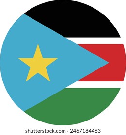 South Sudan flag. South Sudan round flag. Flag icon. Standard color. Round flag. Computer illustration. Digital illustration. Vector illustration.