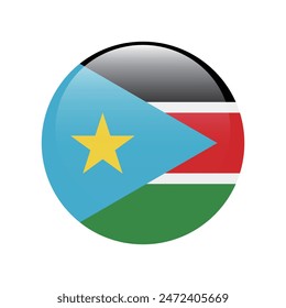 South Sudan flag. South Sudan round flag. Flag icon. Standard color. Round flag. Computer illustration. Digital illustration. Vector illustration.