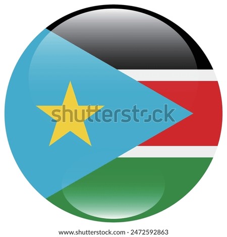 South Sudan flag. South Sudan round flag. Flag icon. Standard color. Round flag. Computer illustration. Digital illustration. Vector illustration.