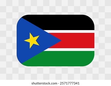 South Sudan flag - rounded rectangle colorful flag representing a country cultural identity and heritage. The essence of national pride and unity. Vector flag on transparent background.