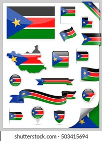 South Sudan Flag Set - Vector Collection
