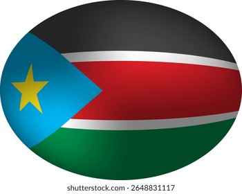 Vetor da Bandeira do Sudão do Sul - Ícone Brilhante da Esfera Oval