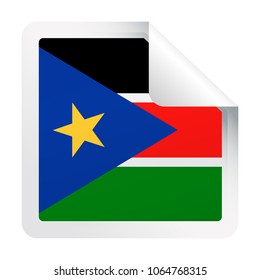 South Sudan Flag Vector Square Corner Paper Icon - Illustration