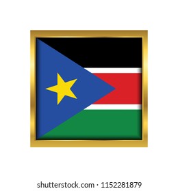 South Sudan Flag Vector Square Icon - Illustration, Flag of South Sudan. Abstract concept, icon,golden square, button. Raster illustration on white background.