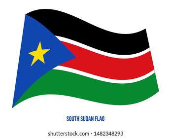 South Sudan Flag Waving Vector Illustration on White Background. South Sudan National Flag.