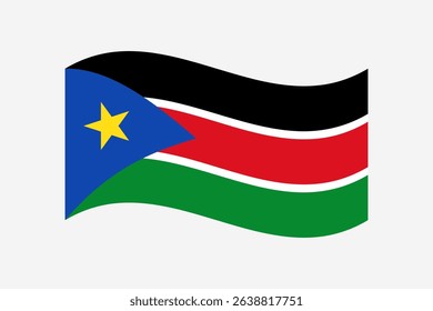 South Sudan flag. Flag of South Sudan. South Sudan wavy flag digital vector illustration. Fluttering flag.