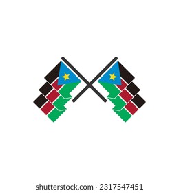 Banderas sudsudsudorientales conjunto de iconos, Día de la Independencia de Sudán del Sur conjunto de iconos símbolo de vector