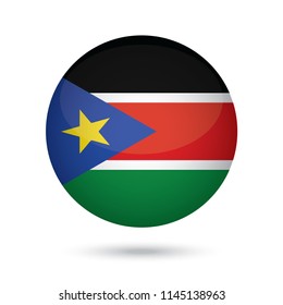 South Sudan glossy round button. Vector Illustration EPS10.