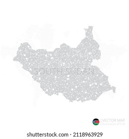 South Sudan grey map isolated on white background with abstract mesh line and point scales. Vector illustration eps 10