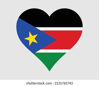 South Sudan Heart Flag. South Sudanese Love Shape Country Nation National Flag. Republic of South Sudan Banner Icon Sign Symbol. EPS Vector Illustration. svg