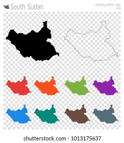 South Sudan high detailed map. Isolated black country outline. Vector illustration.