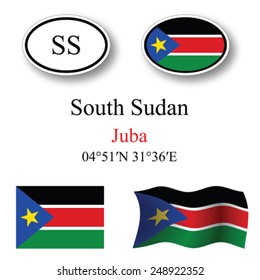 south sudan icons set against white background, abstract vector art illustration, image contains transparency