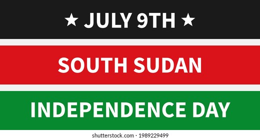 South Sudan Independence Day banner. National holiday celebrate on July 9. Vector template for typography poster, flyer, sticker, greeting card, postcard, etc.