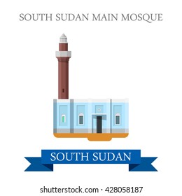South Sudan Main Mosque. Flat cartoon style historic sight showplace attraction web site vector illustration. World countries cities vacation travel sightseeing Africa collection.