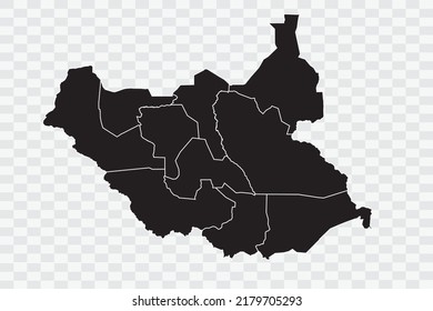 South Sudan Map black Color on White Backgound quality files Png 