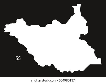 South Sudan Map black and white illustration