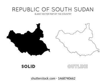 South Sudan map. Blank vector map of the Country. Borders of South Sudan for your infographic. Vector illustration.