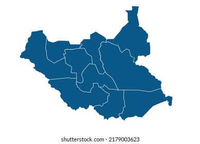 South Sudan Map blue Color on White Backgound