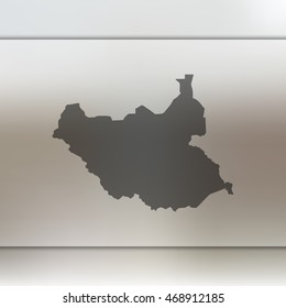 South Sudan map. Blurred background with silhouette of South Sudan map. Vector silhouette of South Sudan map