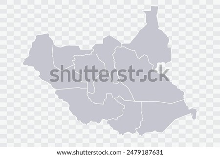 South Sudan Map Cloud Color on White Background quality files Png