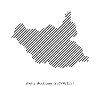 South Sudan - Map of the country formed by lines. Vector Illustration.