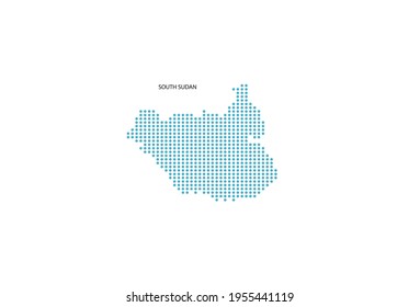 South Sudan map design blue circle, white background with South Sudan flag.