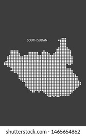 South Sudan map design white square, black background with flag South Sudan.