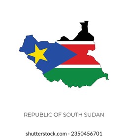 South Sudan map and flag. Detailed silhouette vector illustration
