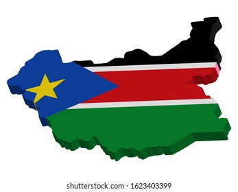 South Sudan Map Flag Vector 3D