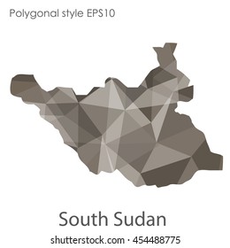 South Sudan map in geometric polygonal style.Abstract gems triangle,modern design background.Vector Illustration EPS10.