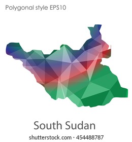 South Sudan map in geometric polygonal style.Abstract gems triangle,modern design background.Vector Illustration EPS10.