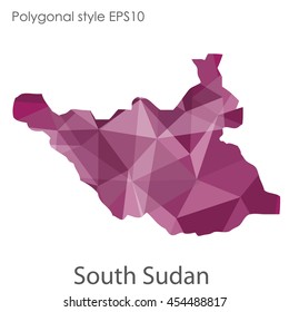 South Sudan map in geometric polygonal style.Abstract gems triangle,modern design background.Vector Illustration EPS10.