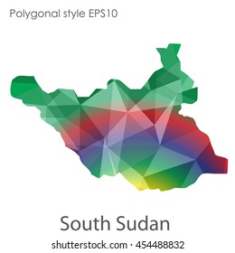 South Sudan map in geometric polygonal style.Abstract gems triangle,modern design background.Vector Illustration EPS10.