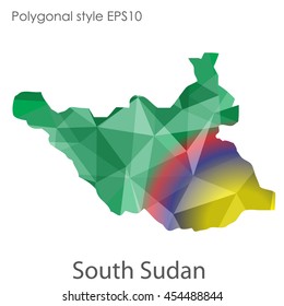 South Sudan map in geometric polygonal style.Abstract gems triangle,modern design background.Vector Illustration EPS10.