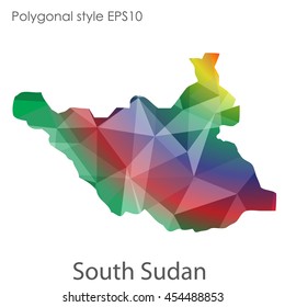 South Sudan map in geometric polygonal style.Abstract gems triangle,modern design background.Vector Illustration EPS10.