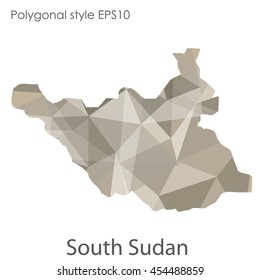 South Sudan map in geometric polygonal style.Abstract gems triangle,modern design background.Vector Illustration EPS10.