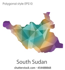 South Sudan map in geometric polygonal style.Abstract gems triangle,modern design background.Vector Illustration EPS10.