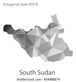 South Sudan map in geometric polygonal style.Abstract gems triangle,modern design background.Vector Illustration EPS10.