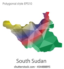 South Sudan map in geometric polygonal style.Abstract gems triangle,modern design background.Vector Illustration EPS10.
