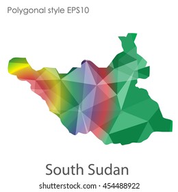 South Sudan map in geometric polygonal style.Abstract gems triangle,modern design background.Vector Illustration EPS10.