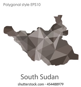 South Sudan map in geometric polygonal style.Abstract gems triangle,modern design background.Vector Illustration EPS10.