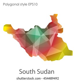 South Sudan map in geometric polygonal style.Abstract gems triangle,modern design background.Vector Illustration EPS10.