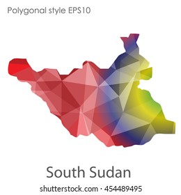 South Sudan map in geometric polygonal style.Abstract gems triangle,modern design background.Vector Illustration EPS10.